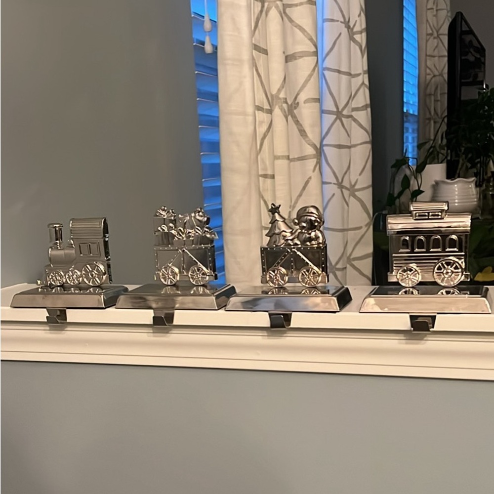 Silver Train Stocking hooks/holder